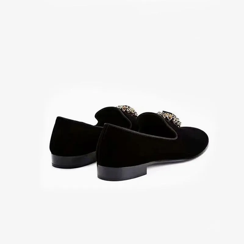 Black rhinestone-embellished Suede Loafers