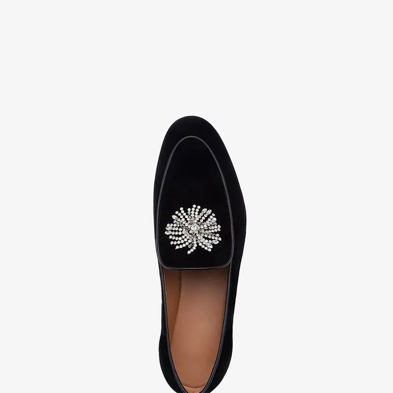 Black Suede Loafers Round Toe