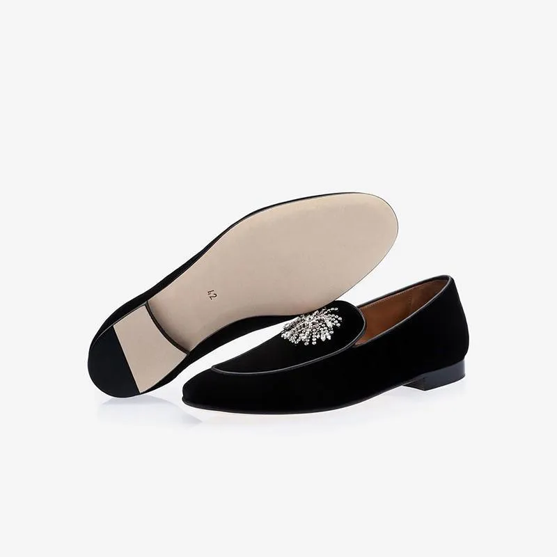 Black Suede Loafers Round Toe
