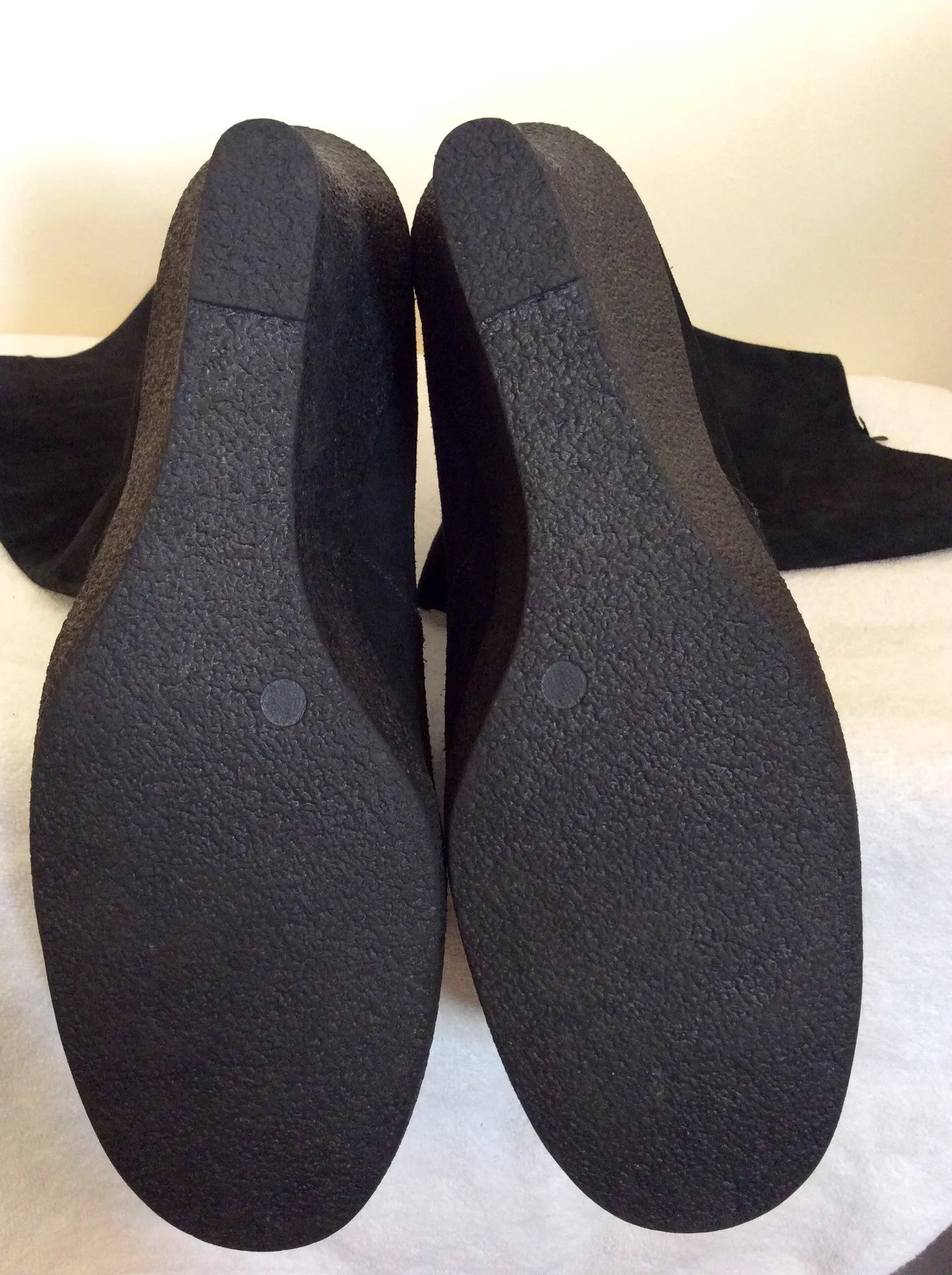 Brand New Marks & Spencer Black Suede Wedge Heel Boots Size 8/42