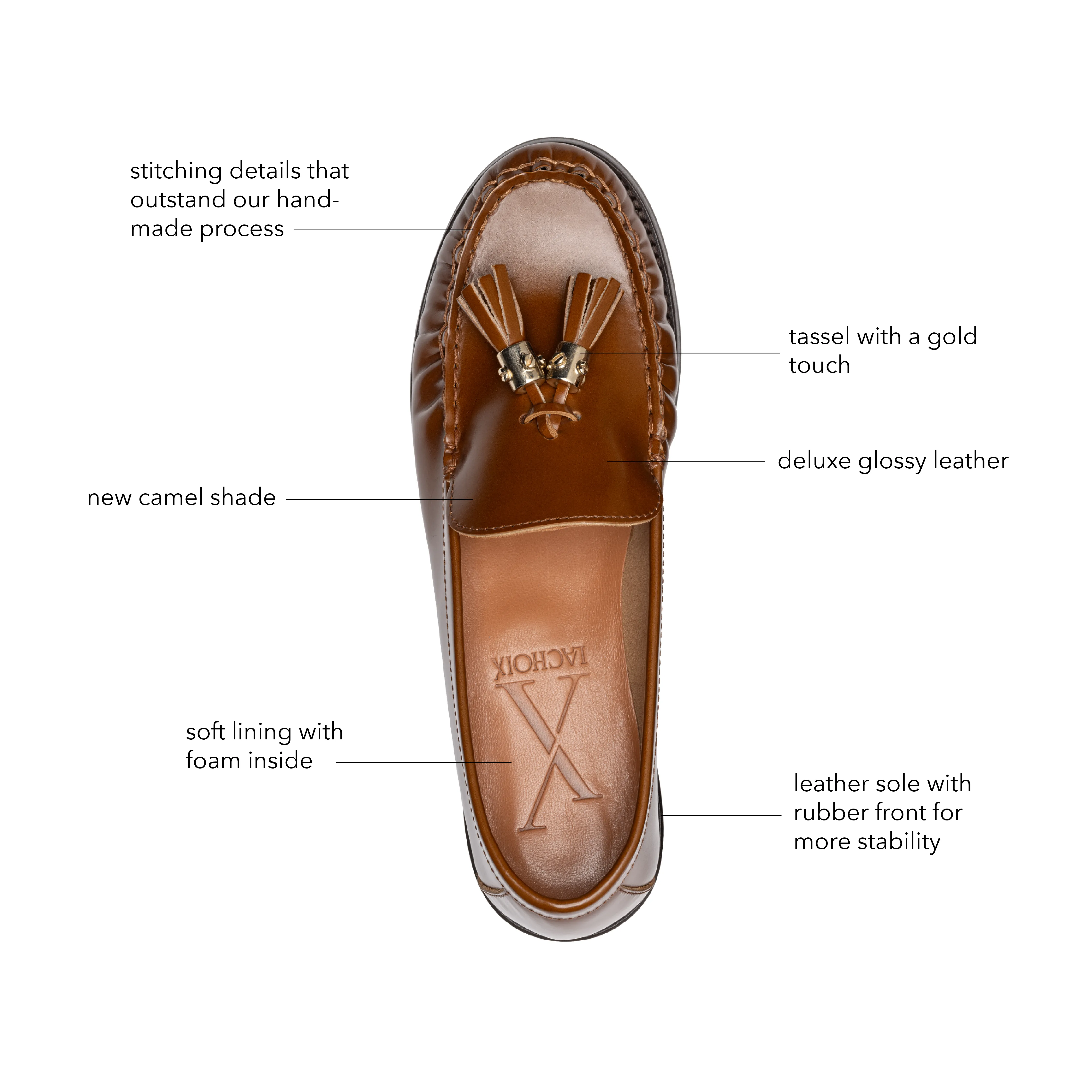 Camel Glossy Leather Moccasin
