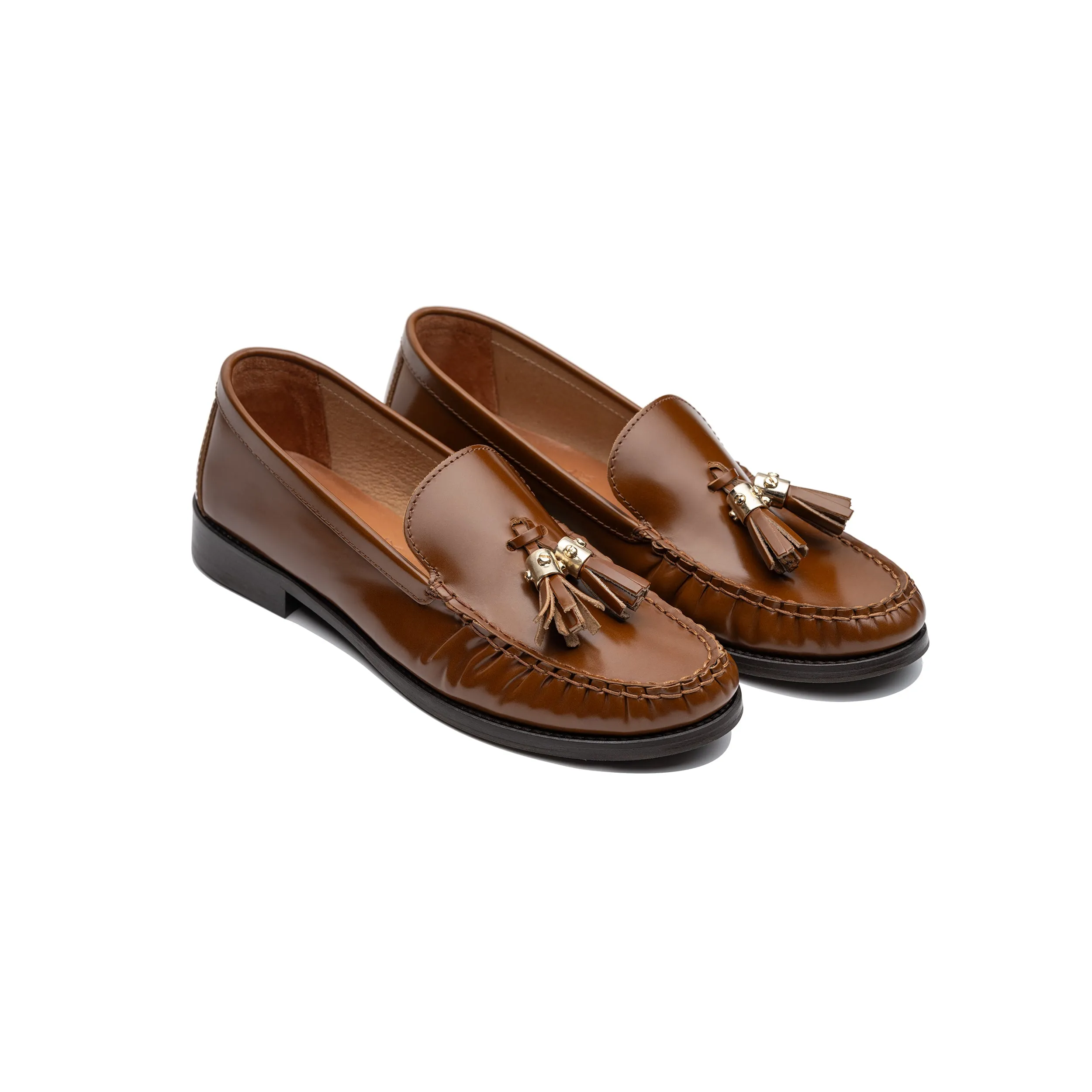 Camel Glossy Leather Moccasin