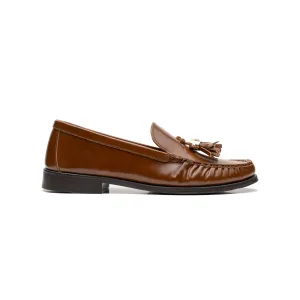 Camel Glossy Leather Moccasin