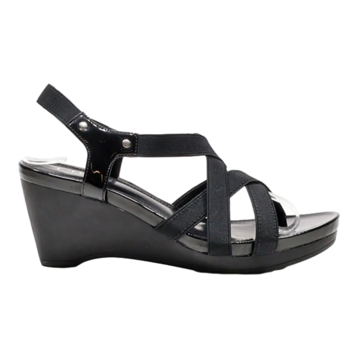 CHAPS Wedge Heels Black Leather Womens UK 4
