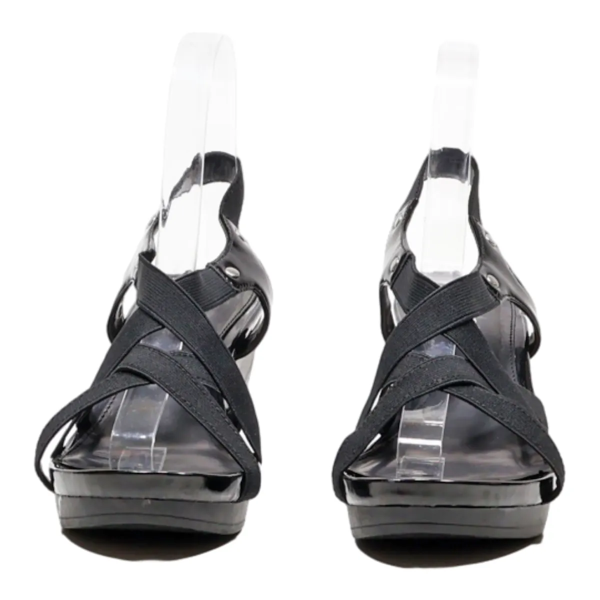 CHAPS Wedge Heels Black Leather Womens UK 4
