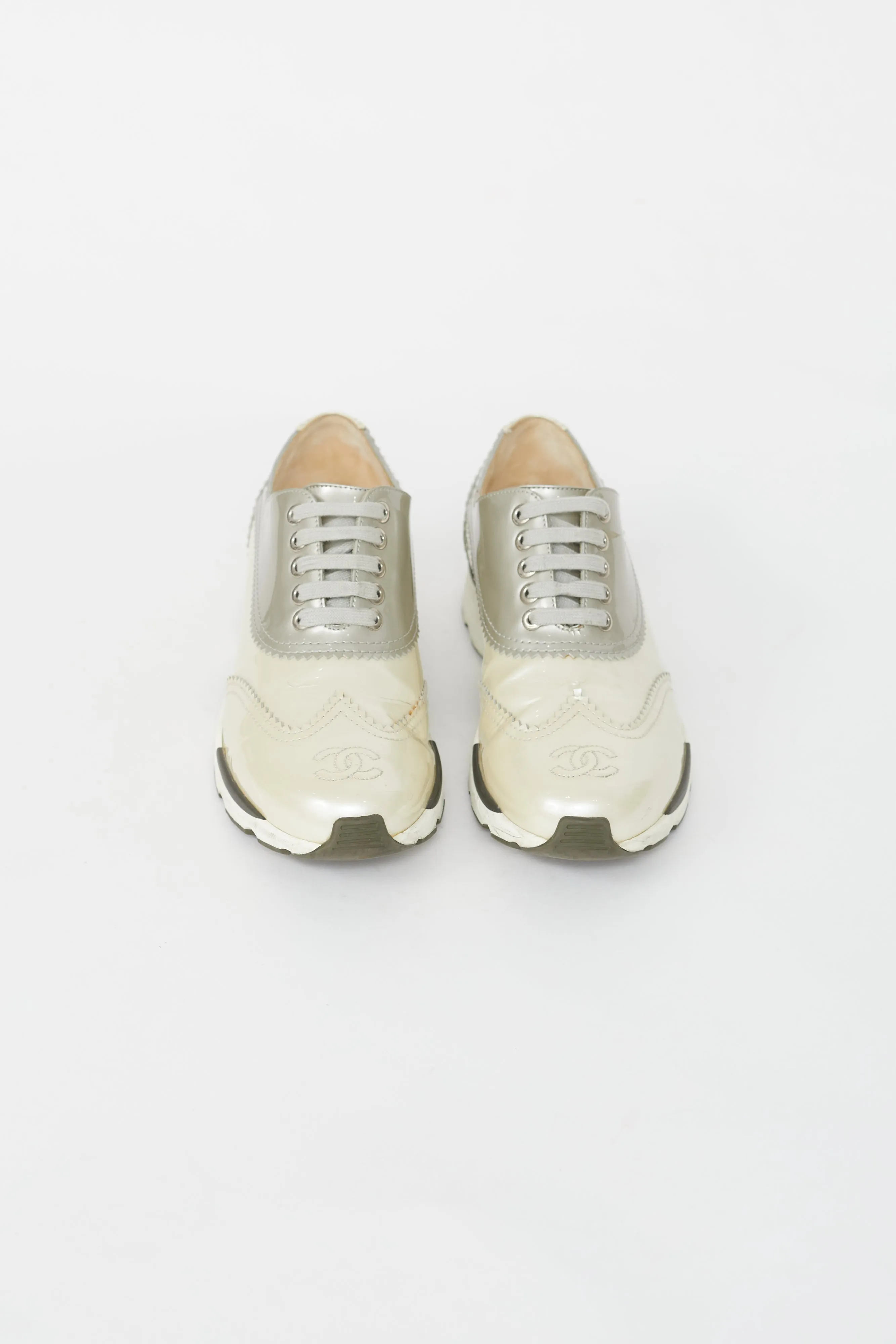 Cream & Grey Oxford Metallic Sneakers