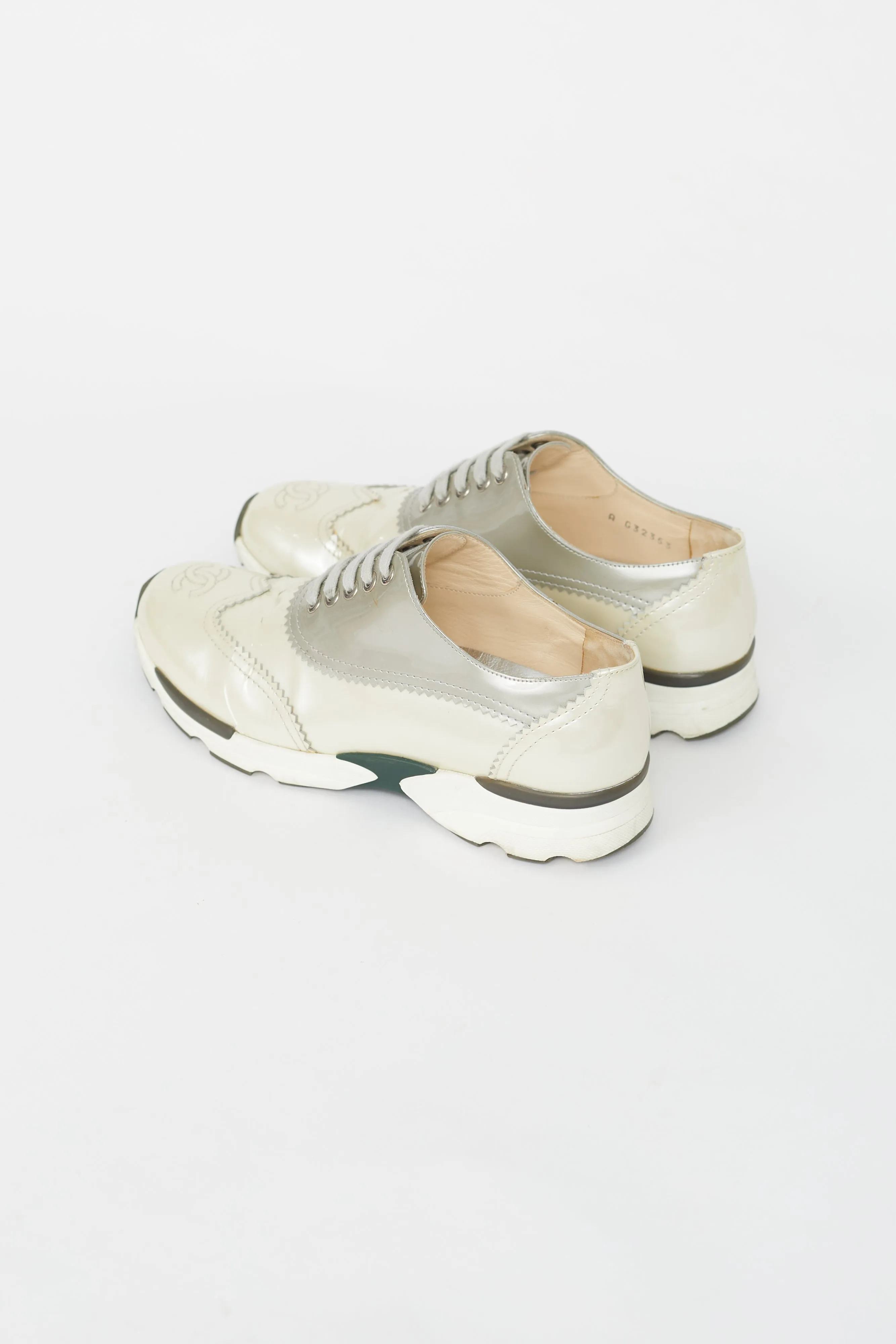 Cream & Grey Oxford Metallic Sneakers