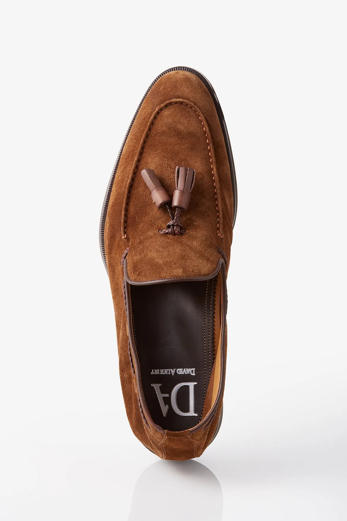 David August Suede Tassel Loafer in Cacao