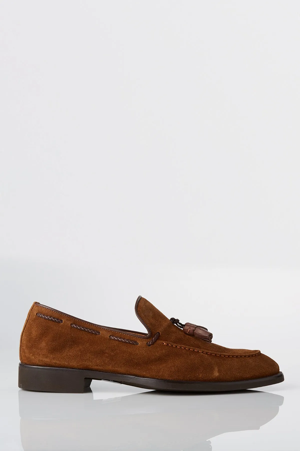 David August Suede Tassel Loafer in Cacao