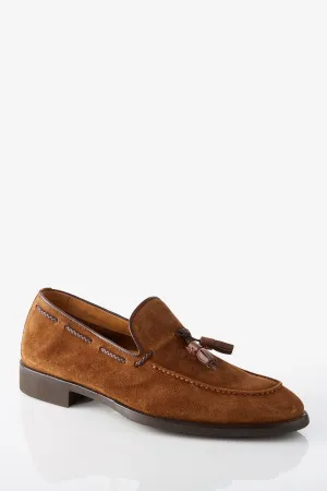 David August Suede Tassel Loafer in Cacao