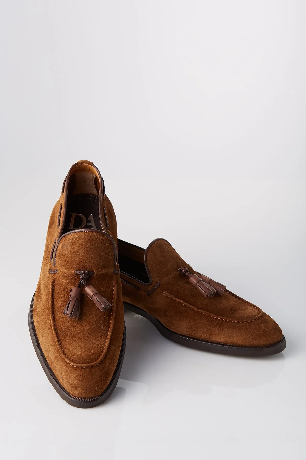 David August Suede Tassel Loafer in Cacao