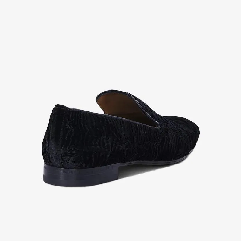 Distinctive Black Velvet Textured Shoes