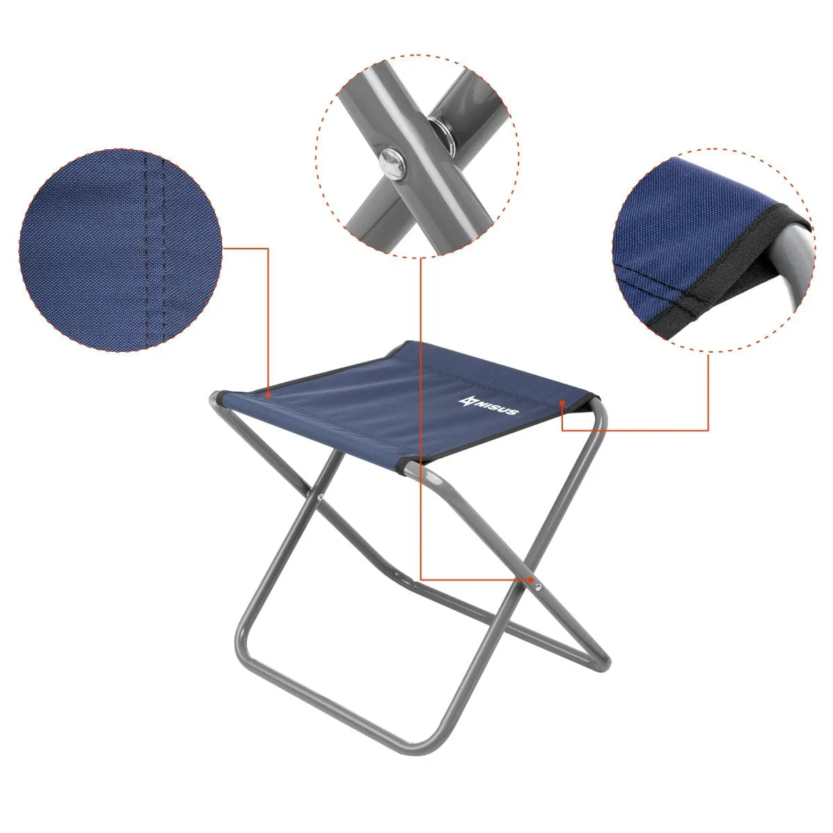 Durable Compact Folding Blue Steel Tourist Camping Stool