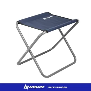 Durable Compact Folding Blue Steel Tourist Camping Stool