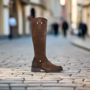 Elegant Brown Leather Knee-High Boots | Shipped From Italy
