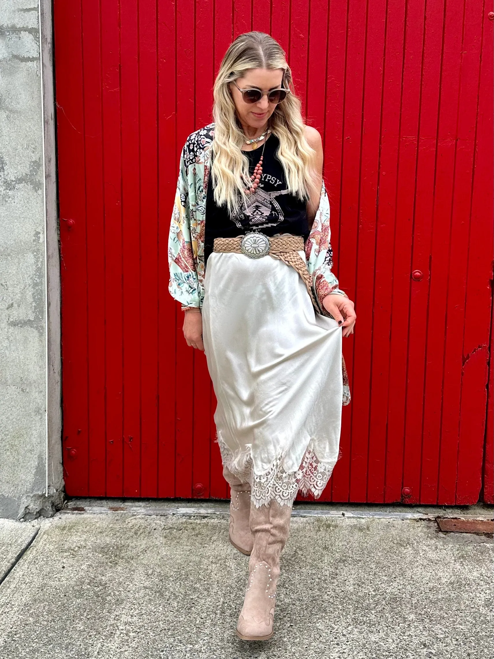 Embellished western knee high boots