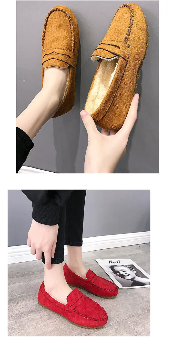 Fashion flat-bottomed beef tendon soft-soled velvet loafers