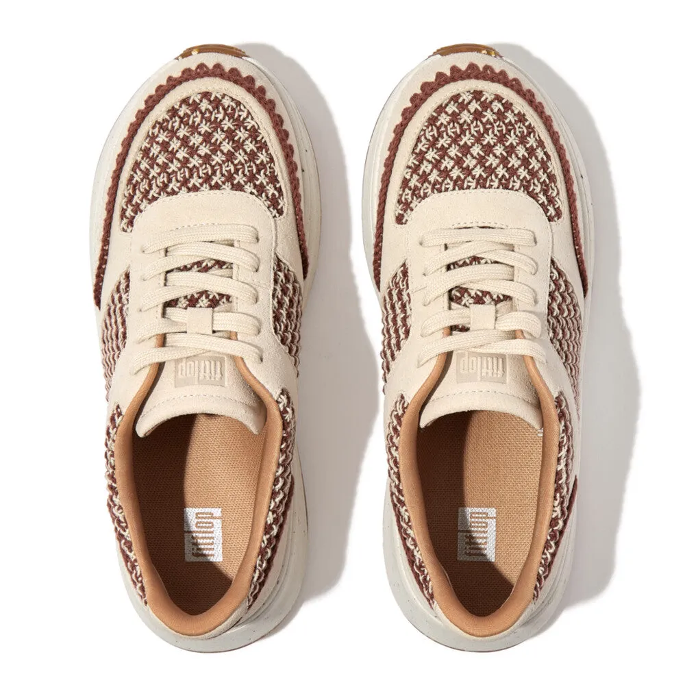 FitFlop F-mode e-1 Crochet/Suede Flatform Sneakers Brown