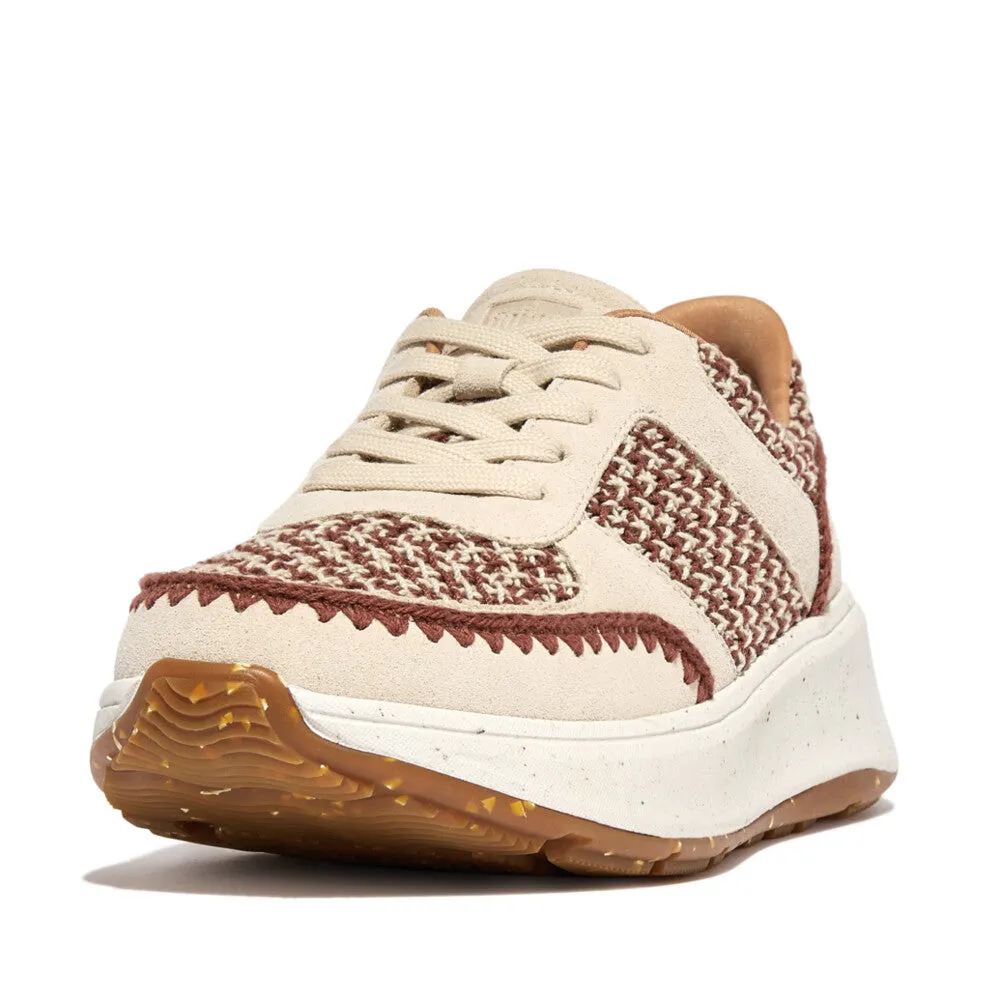 FitFlop F-mode e-1 Crochet/Suede Flatform Sneakers Brown