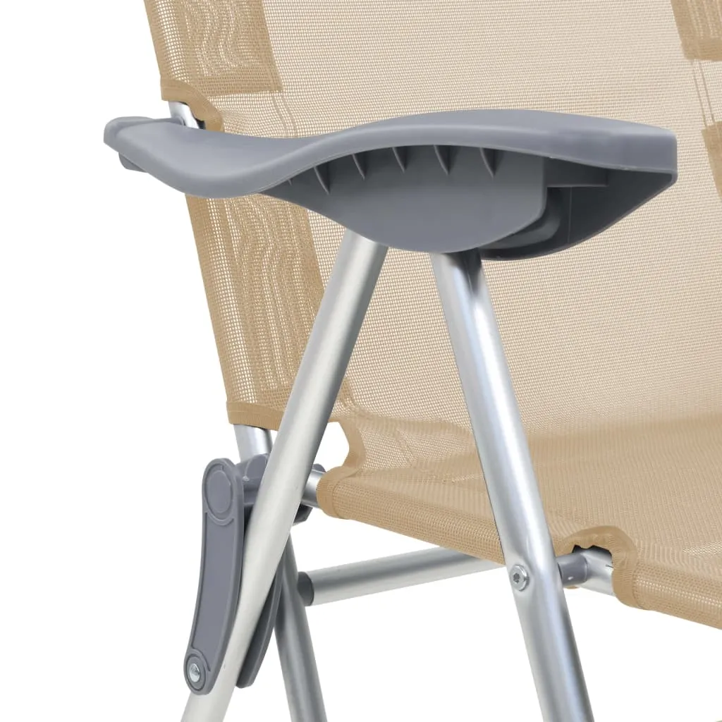 Folding Camping Chairs with Footrests 2 pcs Cream Textilene