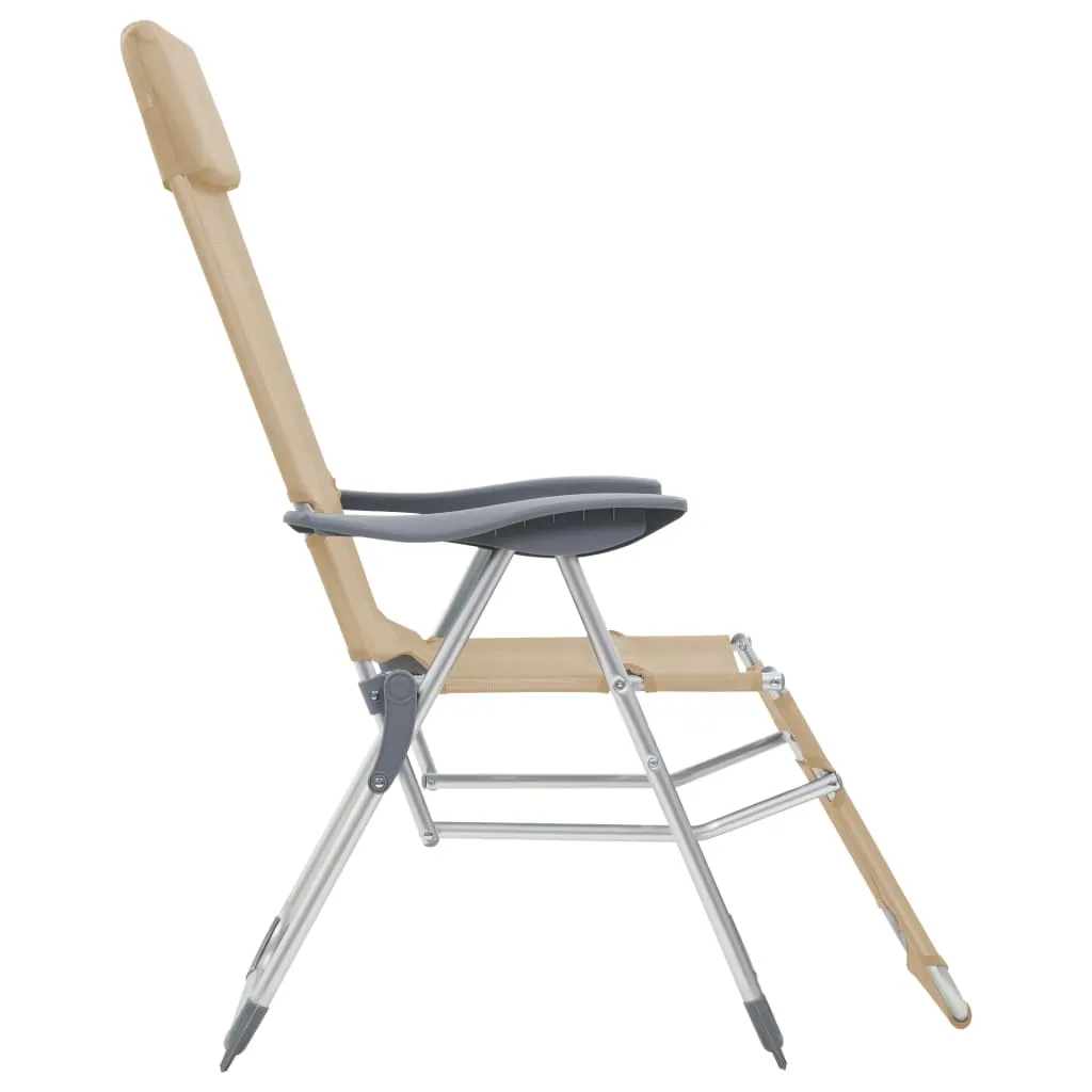 Folding Camping Chairs with Footrests 2 pcs Cream Textilene