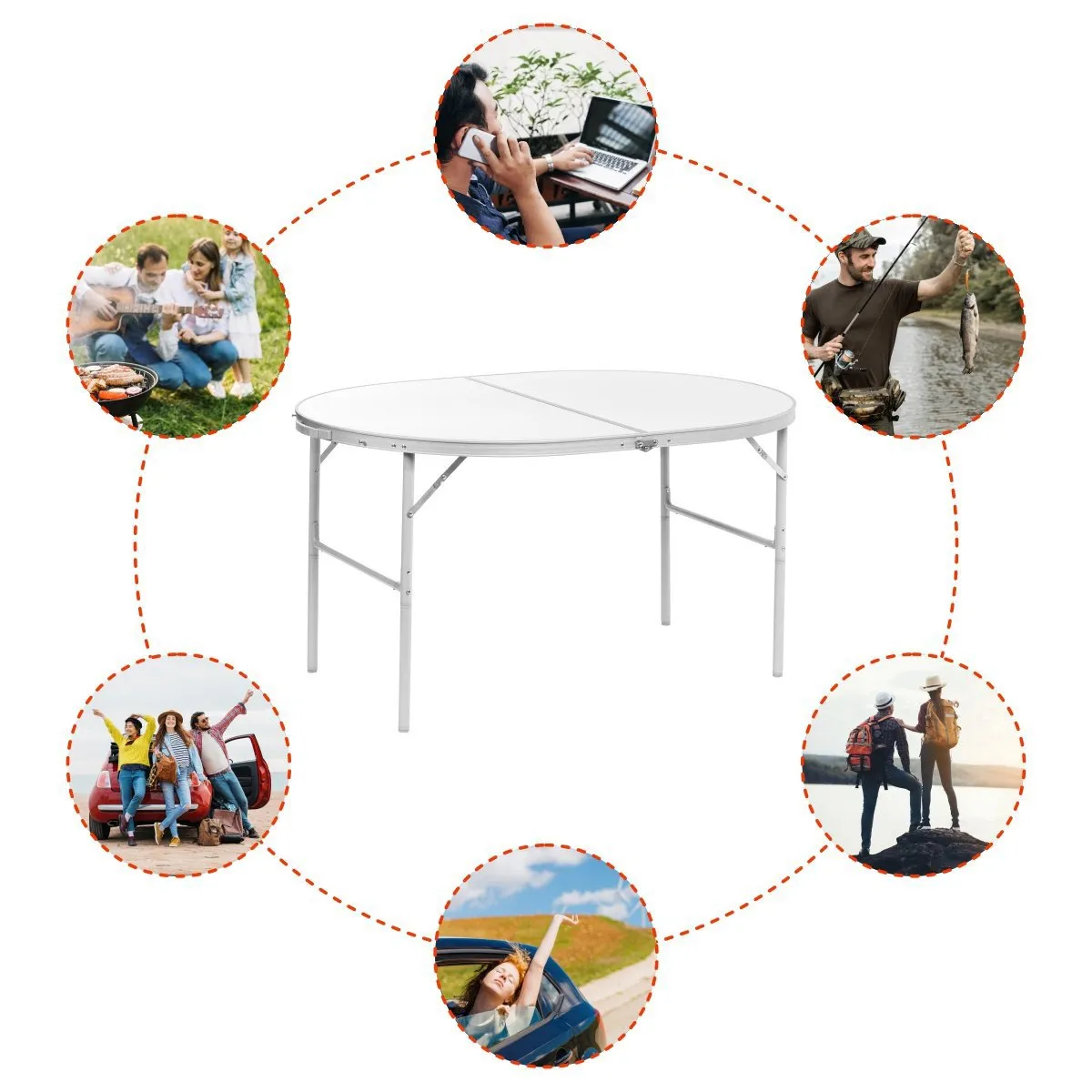 Folding Outdoor Camping Table | Lightweight Aluminum | Adjustable Height | 4 FT Oval | CLEARANCE