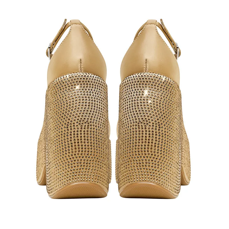 FY Zoe Gold Wedge Sandals