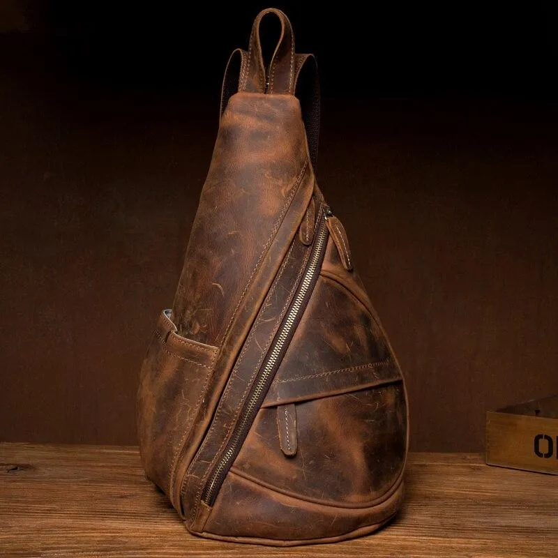 Genuine Leather Vintage Messenger Chest Bag