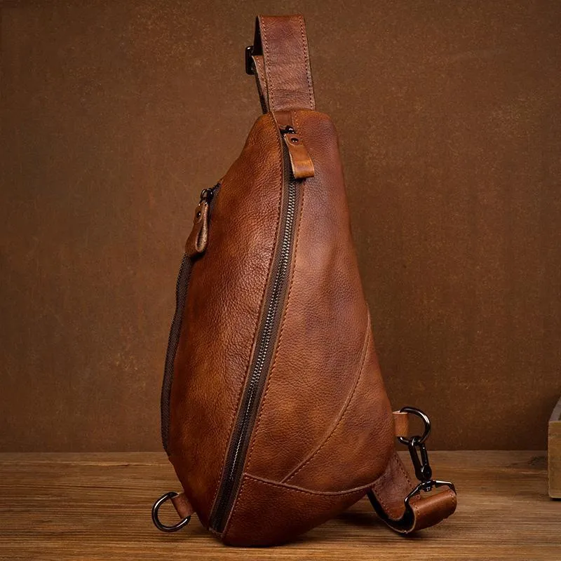 Genuine Leather Vintage Messenger Chest Bag