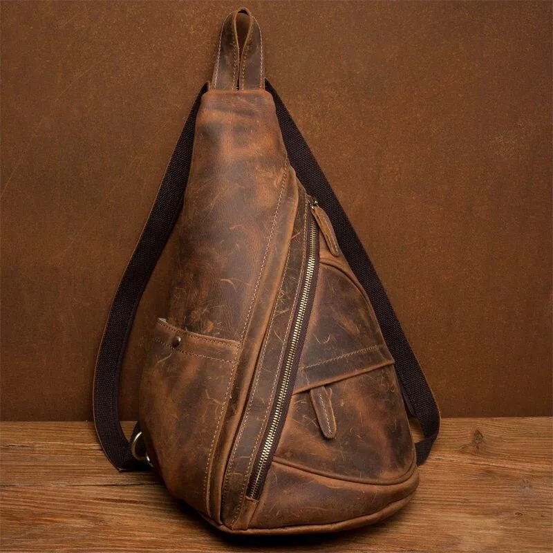 Genuine Leather Vintage Messenger Chest Bag