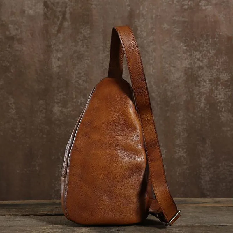 Genuine Leather Vintage Messenger Chest Bag