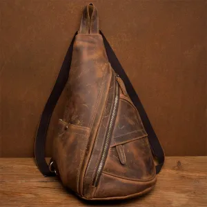Genuine Leather Vintage Messenger Chest Bag