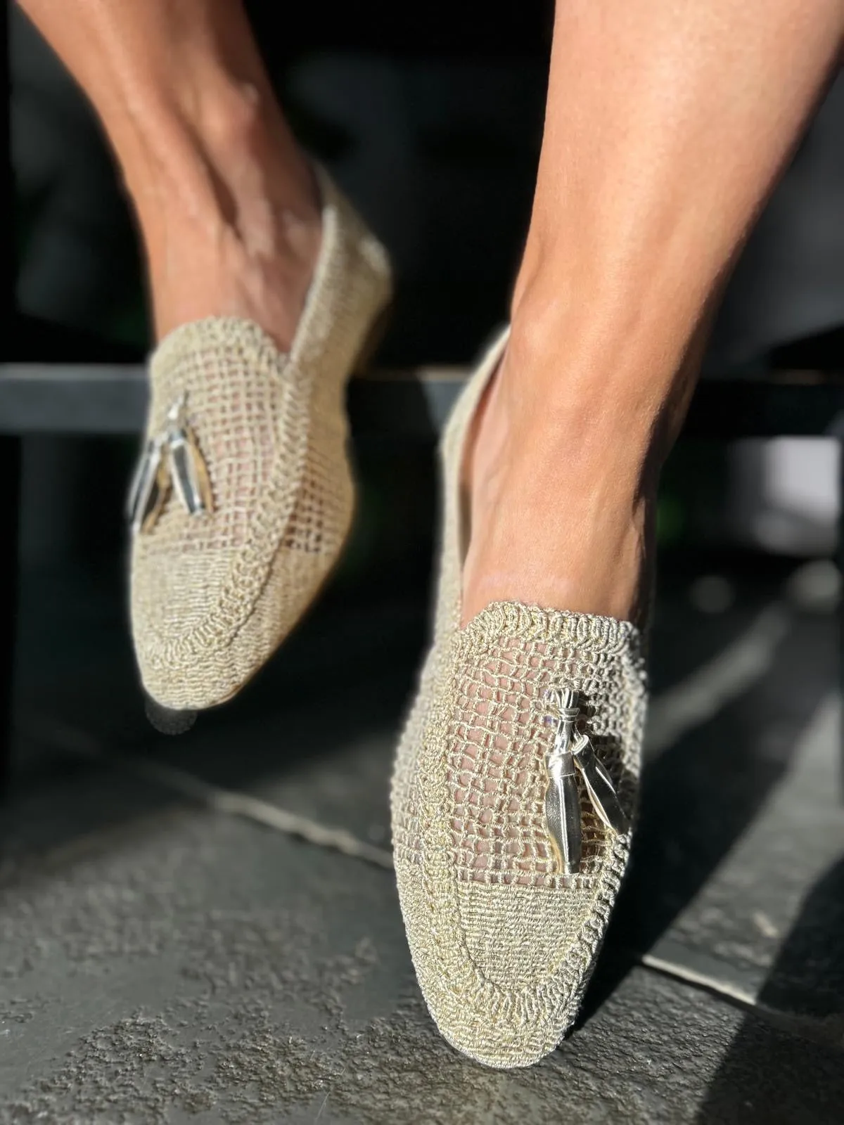 Gold Tassel Weave Loafer