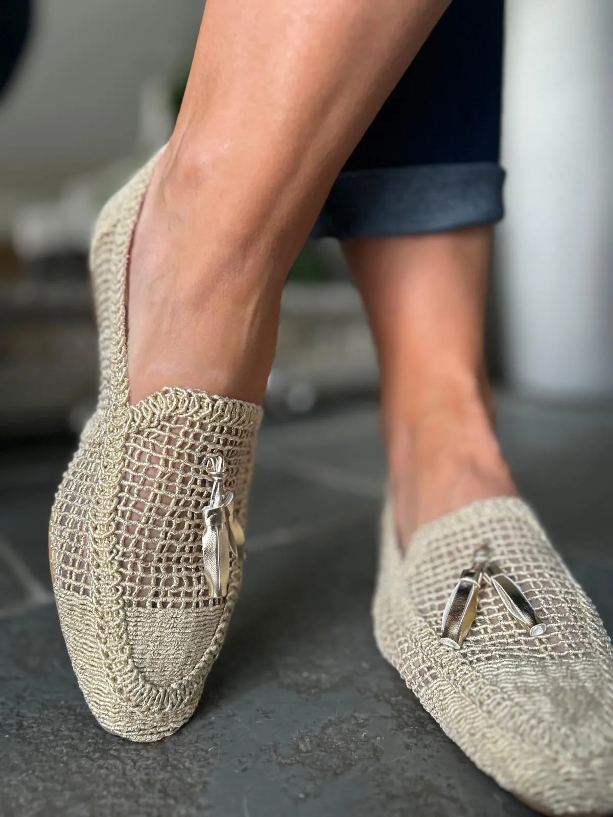 Gold Tassel Weave Loafer