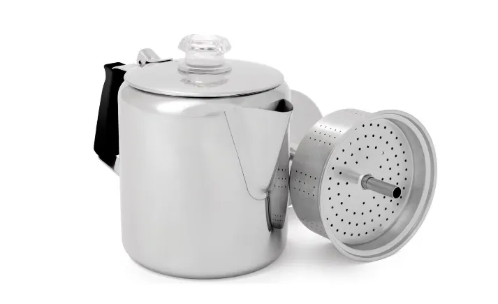 GSI OUTDOORS GLACIER STAINLESS PERCOLATOR WITH HANDLE 6CUP