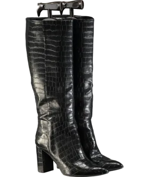 H&M Black Croc Heeled Boots UK 6 EU 39 👠