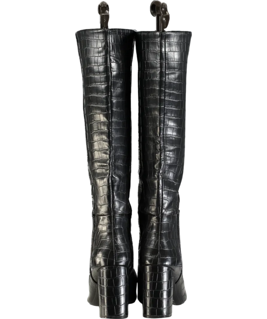 H&M Black Croc Heeled Boots UK 6 EU 39 👠