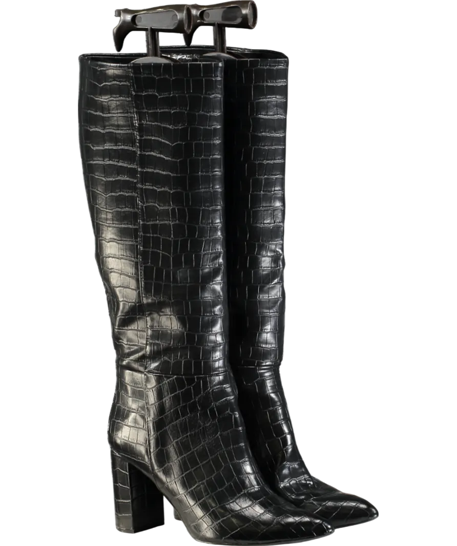 H&M Black Croc Heeled Boots UK 6 EU 39 👠