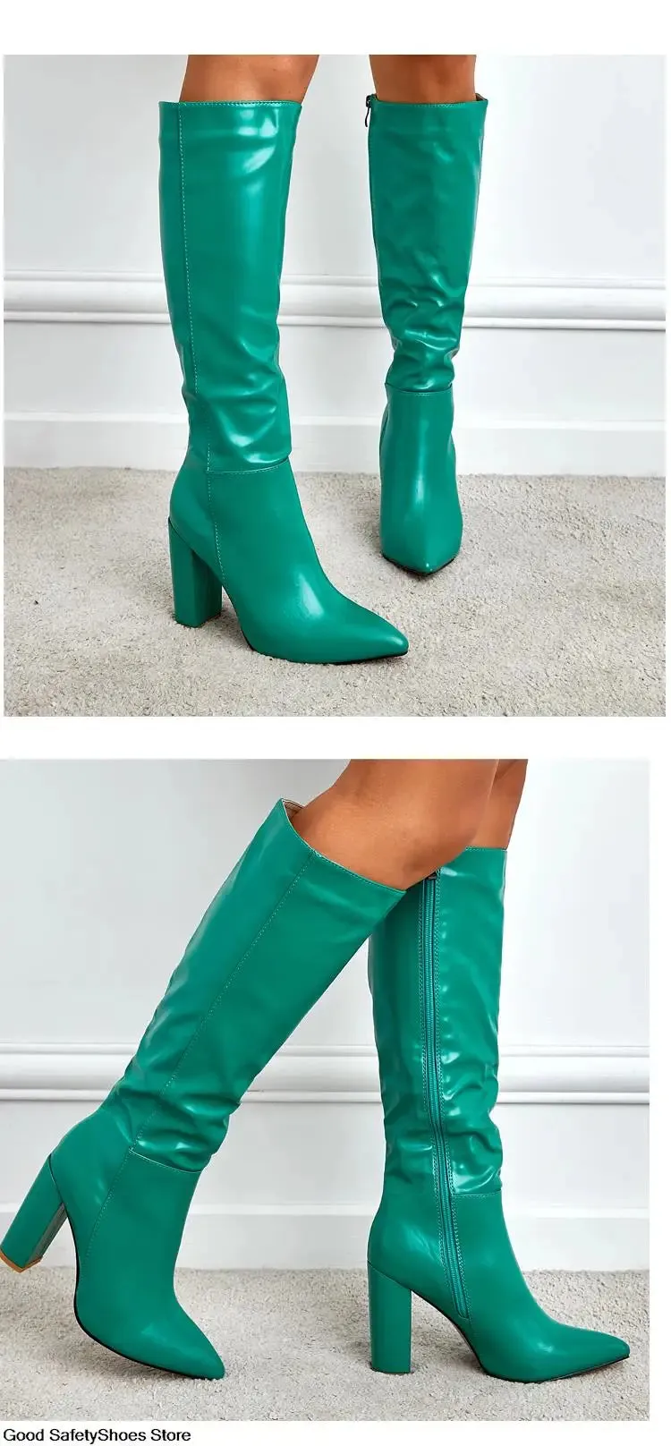 High-Heeled Knee-High Boots