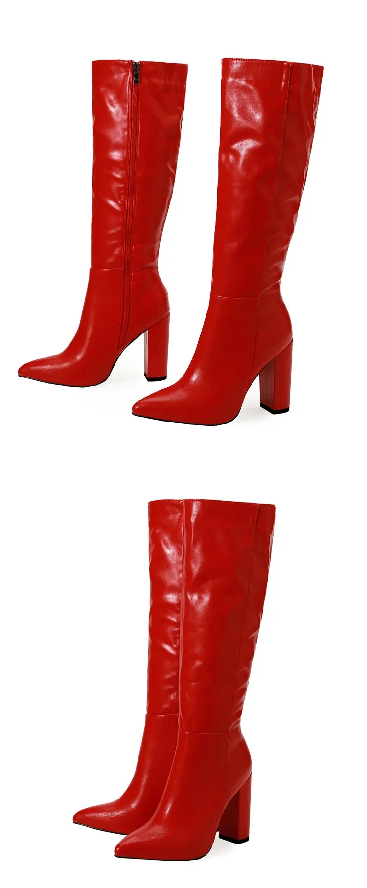 High-Heeled Knee-High Boots