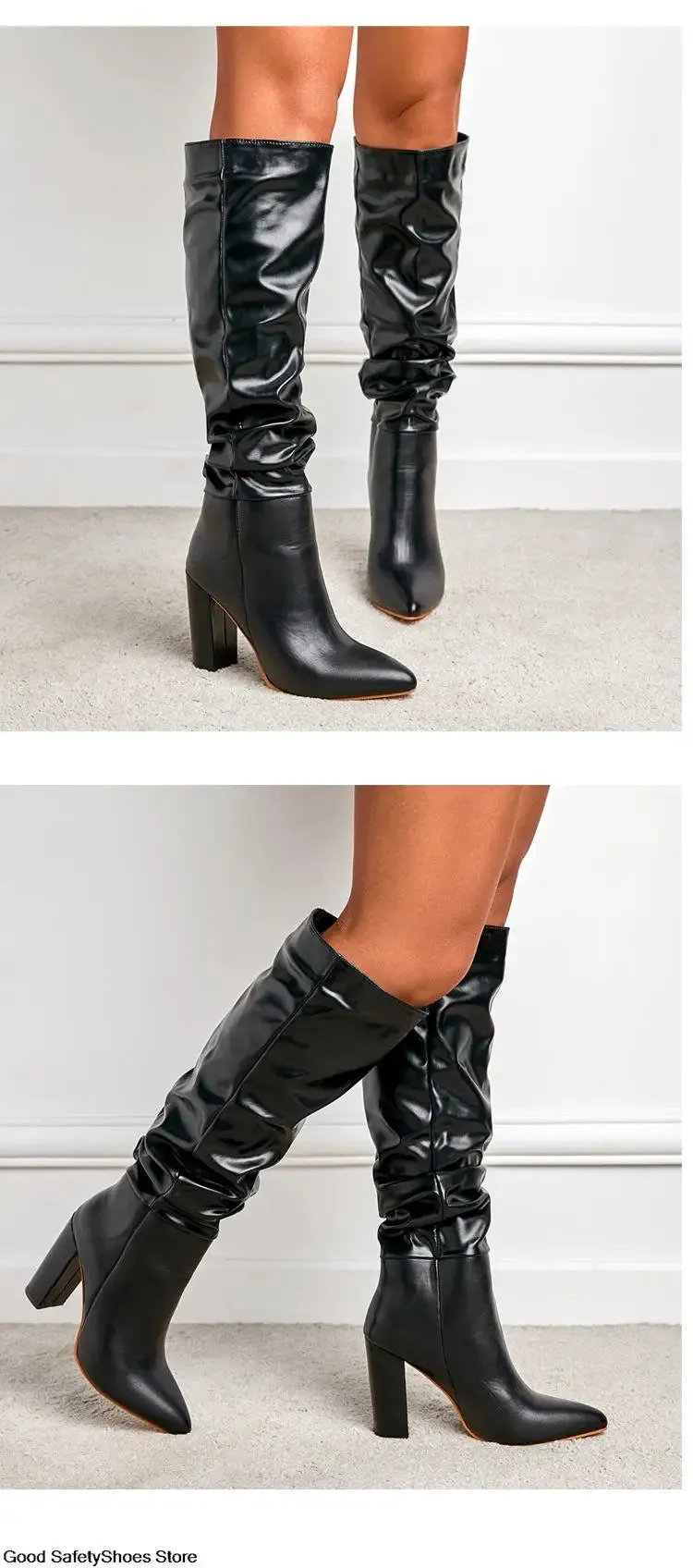 High-Heeled Knee-High Boots