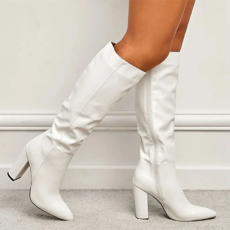 High-Heeled Knee-High Boots