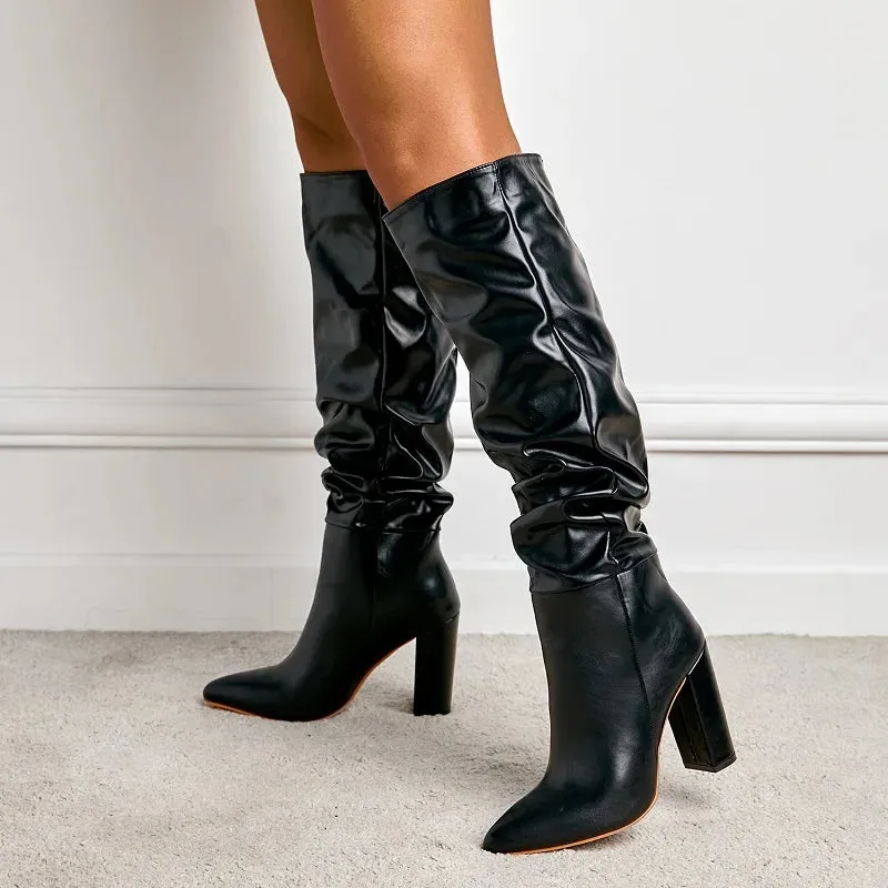 High-Heeled Knee-High Boots