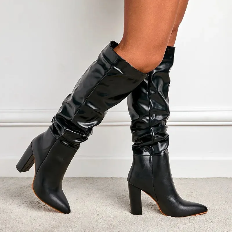High-Heeled Knee-High Boots
