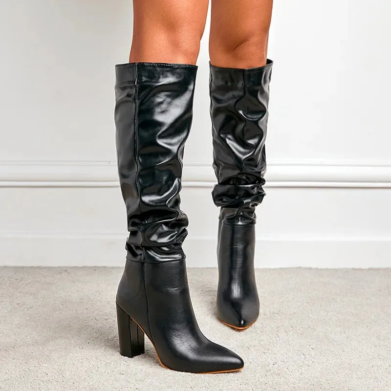 High-Heeled Knee-High Boots