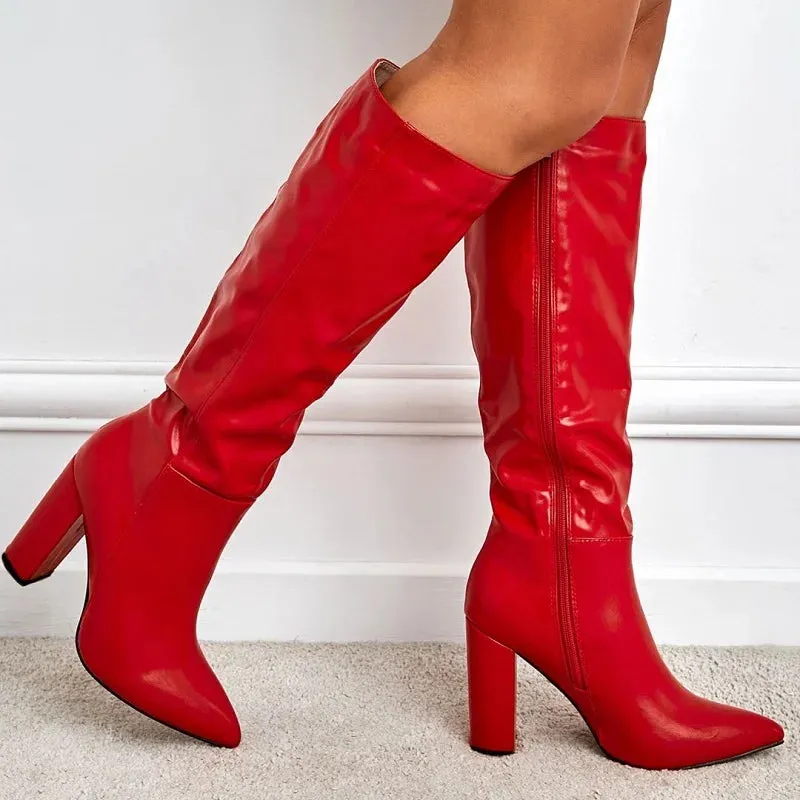 High-Heeled Knee-High Boots