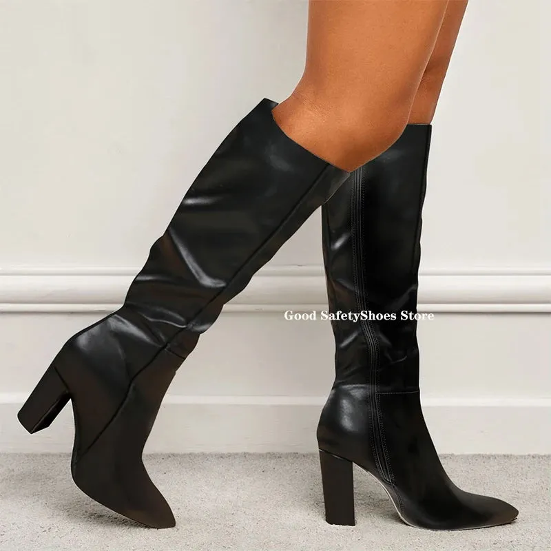 High-Heeled Knee-High Boots