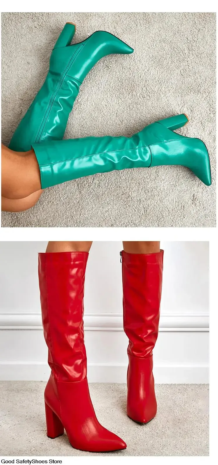 High-Heeled Knee-High Boots