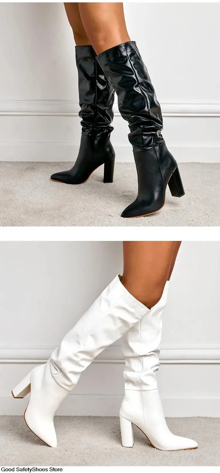 High-Heeled Knee-High Boots