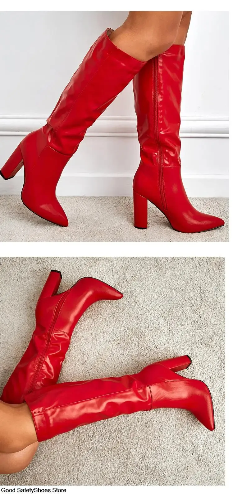 High-Heeled Knee-High Boots